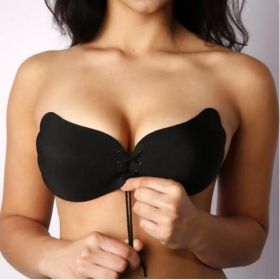 Large Size Strapless Bra Adhesive Sticky Push Up Bras For Women Rabbit Brassiere Lingerie Invisible Women Hot (Option: Black-B)