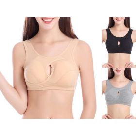 Plus Size Women Bra Ladies Cotton Quake-Proof Underwear Sleep Tops No Buckles Non Wire Lingerie With Removable Padded (Option: 3color-XXL-1pc)