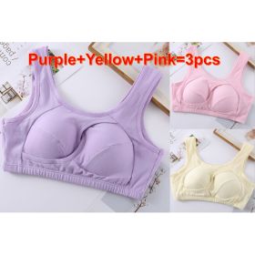 Plus Size Women Bra Ladies Cotton Quake-Proof Underwear Sleep Tops No Buckles Non Wire Lingerie With Removable Padded (Option: Multicolor-S-1pc)