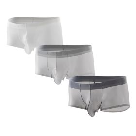3PCS Men's Ultra Thin Cooling Briefs Lightweight Microfiber Underwear Breathable Design Transparent Underwear Briefs (Option: 3pcs-XL)