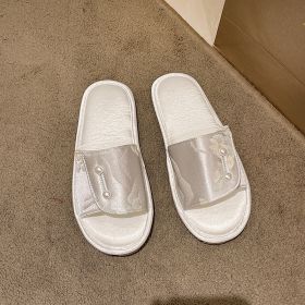 Casual Style Home Soft Bottom Slippers Outdoor Non-slip Flat Sandals (Option: White-36to37)